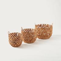 Seagrass 3-Piece Natural Basket with Handles Set - 35x35x27 cms