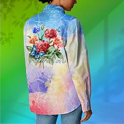 Women's Shirt Floral Letter Daily Rainbow Long Sleeve Stylish Shirt Collar Summer Mother's day Lightinthebox