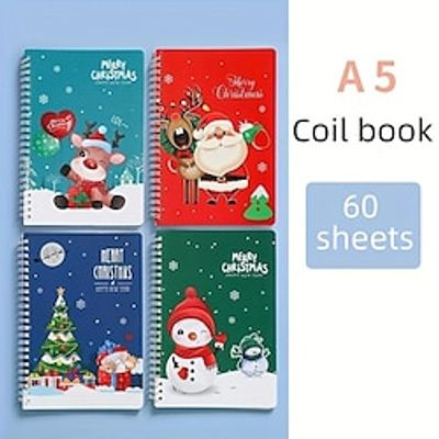 4pc Cute Christmas Cartoon Coil Book Student Stationery Supplies A5 Notebook Students Prizes Gifts Lightinthebox