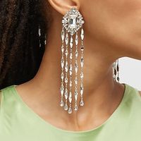 Women's Drop Earrings Tassel Fringe Precious Luxury Imitation Diamond Earrings Jewelry Silver / Golden For Wedding Party 1 Pair Lightinthebox