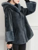 Fashion Hooded Faux Fur Loose Coat