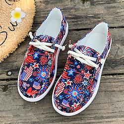Women's Flats Slip-Ons Canvas Shoes Comfort Shoes Riding Boots Daily Thanksgiving Day American Flag Wedding Flats Ribbon Tie Flat Heel Round Toe Casual Comfort Walking Canvas Loafer Royal Blue Lightinthebox