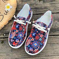 Women's Flats Slip-Ons Canvas Shoes Comfort Shoes Riding Boots Daily Thanksgiving Day American Flag Wedding Flats Ribbon Tie Flat Heel Round Toe Casual Comfort Walking Canvas Loafer Royal Blue Lightinthebox - thumbnail