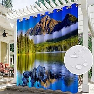 2 Panels Outdoor Curtain Privacy Waterproof, Sliding Patio Curtain Drapes, Pergola Curtains Grommet 3D Landscape For Gazebo, Balcony, Porch, Party, Hotel miniinthebox