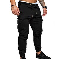 Men's Joggers Cargo Pants Sweatpants Casual Trousers With Multiple Pockets Drawstring Elastic Waist Athleisure Solid Colored Full Length Blue Army Green Black Khaki Light gray miniinthebox - thumbnail