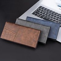 Men's Wallet Credit Card Holder Wallet PU Leather Office Daily Embossed Large Capacity Solid Color Black Blue Coffee miniinthebox