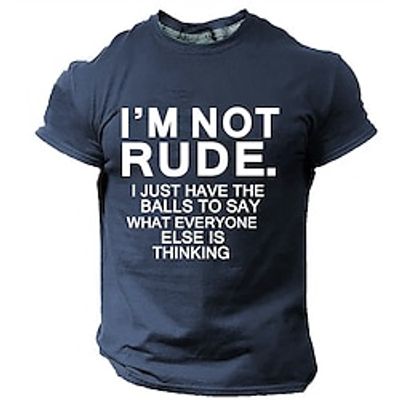 Mens Graphic Shirt Text Designer Casual Big And Tall 3D Print Tee Slogan Shirts Street Daily Wear Vacation Black Green Dark Blue Short Sleeve Lightinthebox