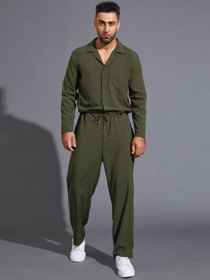 Men Japanese Retro Long Sleeve Drawstring Overalls Jumpsuit Men Japanese Retro Long Sleeve Drawstring Overalls Jumpsuit