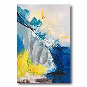 Stretched Oil Painting Hand Painted Canvas Abstract Comtemporary Modern High Quality Blue Ready to Hang Lightinthebox