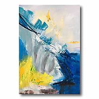 Stretched Oil Painting Hand Painted Canvas Abstract Comtemporary Modern High Quality Blue Ready to Hang Lightinthebox - thumbnail