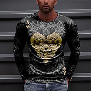 Men's Unisex Tee T shirt Shirt 3D Print Floral Heart Graphic Prints Print Long Sleeve Daily Tops Casual Designer Big and Tall Black miniinthebox