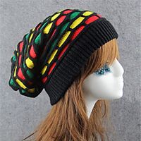 Women's Beanie / Slouchy Home Street Dailywear Knitted Color Block Yellow Hat miniinthebox - thumbnail