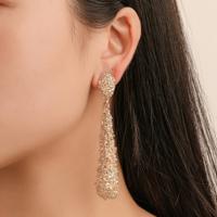 European and American hot-selling earrings exaggerated alloy frosted long earrings earrings cold wind drop-shaped embossed long earrings
