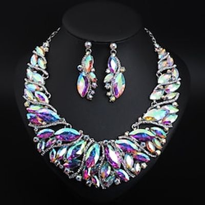 Jewelry Set 3pcs Rhinestone Alloy 1 Necklace Earrings Women's Elegant Vintage Stylish Geometrical Geometric Jewelry Set For Wedding Party Wedding Guest Lightinthebox