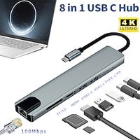 USB Type C Docking Station USB C Hub 3.0 Adapter 8 in 1 HDMI SD/TF Card Reader for Macbook Air iPad Laptop Computer Peripherals miniinthebox - thumbnail
