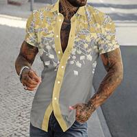 Floral Business Casual Men's Printed Shirts Street Wear to work Going out Summer Turndown Short Sleeves Yellow, Pink, Blue S, M, L Polyester Shirt Lightinthebox