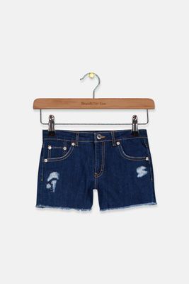 Big Girls Stretch Denim Shorty Shorts Dark Blue Big Girls Stretch Denim Shorty Shorts Dark Blue