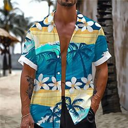 Palm Tree Men's Resort Hawaiian 3D Printed Shirt Outdoor Vacation Beach Summer Turndown Short Sleeve Red Blue Green S M L Shirt Lightinthebox