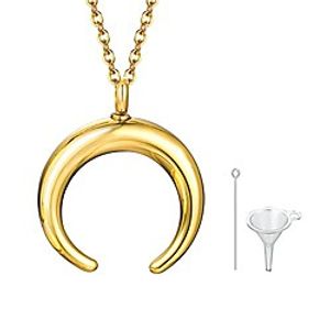 crescent moon cremation urn pendant necklace stainless steel urn jewelry for ashes for men women,cremation jewelry for pet human ashes keepsake memorial gift,gold plated Lightinthebox