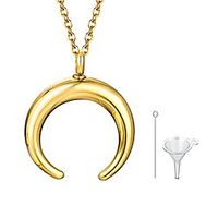 crescent moon cremation urn pendant necklace stainless steel urn jewelry for ashes for men women,cremation jewelry for pet human ashes keepsake memorial gift,gold plated Lightinthebox - thumbnail