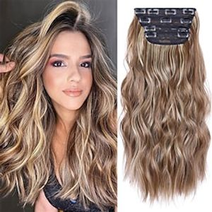 4PCS 20 Inches Hair Extensions Clip in Long Curly Hair Extensions Natural Thick Hair Pieces for Women Lightinthebox