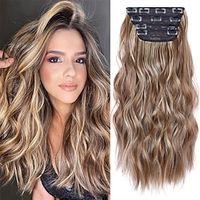 4PCS 20 Inches Hair Extensions Clip in Long Curly Hair Extensions Natural Thick Hair Pieces for Women Lightinthebox - thumbnail