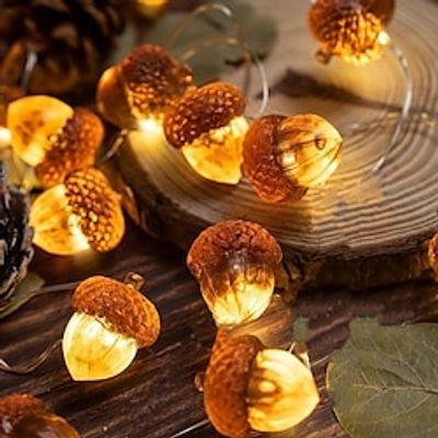 Thanksgiving Decorations Acorn Lights String, Fairy String Lights Battery Operated, Fall Lights for Home Autumn Garland Bedroom Christmas Tree Halloween Party Decor miniinthebox