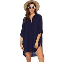 springsummer   an  n beauty dress deep v neck fashion beach sunscreen swimsuit shirt dress Lightinthebox - thumbnail