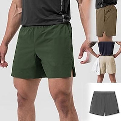 Men's Athletic Shorts Running Shorts Gym Shorts Sports Going out Weekend Breathable Quick Dry Running Casual Pocket Elastic Waist Plain Knee Length Gymnatics Activewear Black Green Micro-elastic Lightinthebox