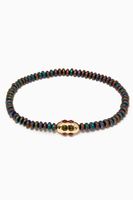 Round Bolt with Tourmaline Beaded Bracelet in 14kt Yellow Gold - thumbnail