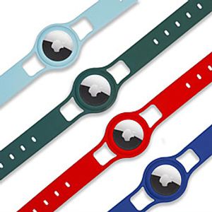 Liquid Silicone Case for Apple Airtags Wristband Watch Anti-lost Device Tracker Locator Protective Cover for AirTag Pet Finder Accessory miniinthebox
