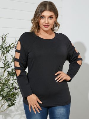 Plus Size Crew Neck Long Sleeves Tee