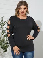 Plus Size Crew Neck Long Sleeves Tee - thumbnail
