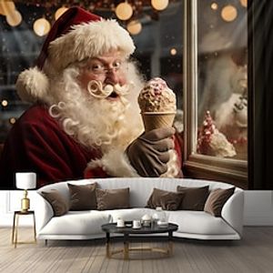 Christmas Santa Icecream Hanging Tapestry Wall Art Xmas Large Tapestry Mural Decor Photograph Backdrop Blanket Curtain Home Bedroom Living Room Decoration miniinthebox