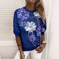 Women's Sweatshirt Pullover Floral Print Daily Sports 3D Print Active Streetwear Hoodies Sweatshirts  Blue Purple Pink Lightinthebox - thumbnail