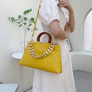 Women's Top Handle Bag PU Leather Zipper Solid Color Going out White Black Pink Yellow Lightinthebox
