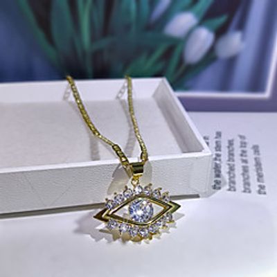 Women's Clear AAA Cubic Zirconia Pendant Necklace Color Block Eyes Evil Eye Statement Artistic Unique Design European Brass Gold 50 cm Necklace Jewelry 1pc For Halloween Street Masquerade Festival Lightinthebox