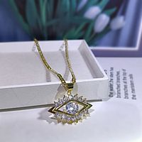 Women's Clear AAA Cubic Zirconia Pendant Necklace Color Block Eyes Evil Eye Statement Artistic Unique Design European Brass Gold 50 cm Necklace Jewelry 1pc For Halloween Street Masquerade Festival Lightinthebox - thumbnail