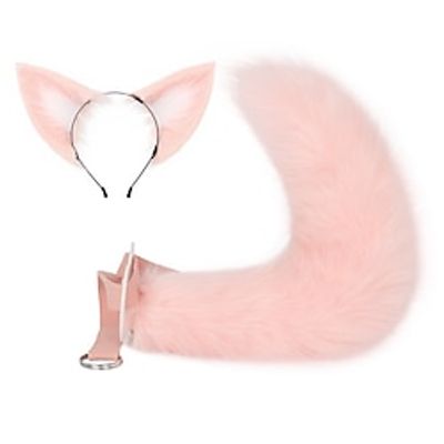 Hongxue Wolf Ear Hair Hoop Cos Plush Wolf Tail Fox Tail Set Cosplay Comic Exhibition Dressing Cosplay Accessories Lightinthebox