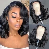 Wavy Bob Wig Human Hair 13x4 Lace Front Wigs Human Hair Pre Plucked Glueless Wigs Human Hair For Black Women 12 Inch Short Bob Wigs Brazilian Body Loose Wave Wear and Go Human Hair Wig Lightinthebox - thumbnail