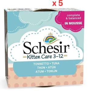 Schesir Kitten Mousse 3-12 Tuna Wet Food 85G Can (Pack of 5)