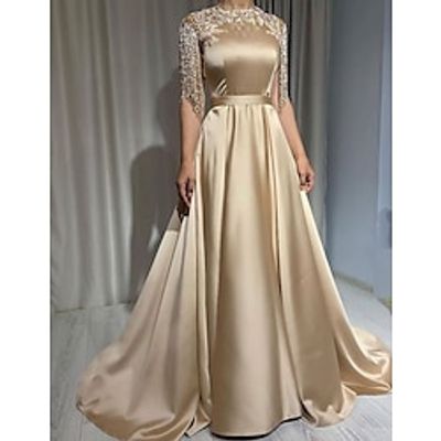 A-Line Evening Gown Glittering Dress Masquerade Black Tie Floor Length Short Sleeve High Neck The Great Gatsby Satin with Fringe Tassel Appliques 2023 Lightinthebox A-Line Evening Gown Glittering Dress Masquerade Black Tie Floor Length Short Sleeve High Neck The Great Gatsby Satin with Fringe Tassel Appliques 2023 Lightinthebox