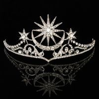 Bride Star Moon Queen Crystal Crown Tiara Wedding Bridal Party Prom Headband Hair Jewelry