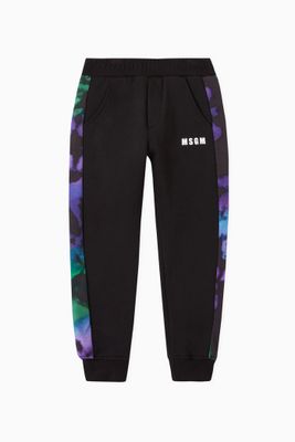 Abstract Side Print Logo Sweatpants in Cotton Fleece Abstract Side Print Logo Sweatpants in Cotton Fleece