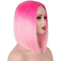 Ombre Pink Wig Short Bob Pink Wigs for Women Pink Straight Wig with Middle Part Synthetic Colored Wigs for Cosplay Party Use Lightinthebox - thumbnail