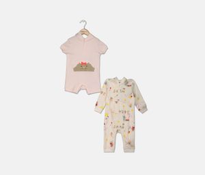 Baby Girls Printed Sleepwear 2 Pack  Pink/Cream Combo