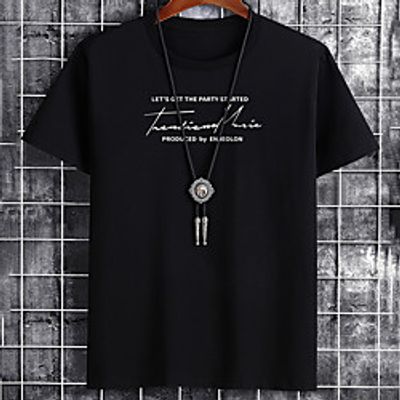 Men's Unisex Tee T shirt Hot Stamping Graphic Prints Letter Plus Size Print Short Sleeve Casual Tops Cotton Basic Fashion Designer Big and Tall White Black Khaki Lightinthebox