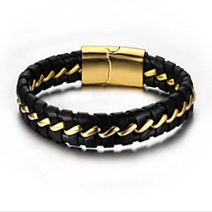 Men's Bracelet Braided Fashion Stylish Leather Bracelet Jewelry Gold For Anniversary Gift Date Festival / Titanium Steel miniinthebox