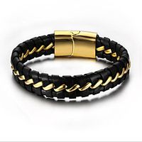 Men's Bracelet Braided Fashion Stylish Leather Bracelet Jewelry Gold For Anniversary Gift Date Festival / Titanium Steel miniinthebox - thumbnail