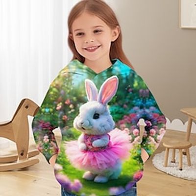St. Patrick Girls' 3D Rabbit Hoodie Pullover Long Sleeve 3D Print Spring Fall Active Fashion Cute Polyester Kids 3-12 Years Hooded Outdoor Casual Daily Regular Fit Lightinthebox